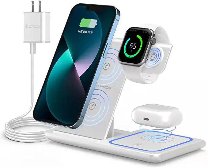 Premium 3 in 1 Fast Wireless Charging Stand For iPhone, Apple Watch & AirPods